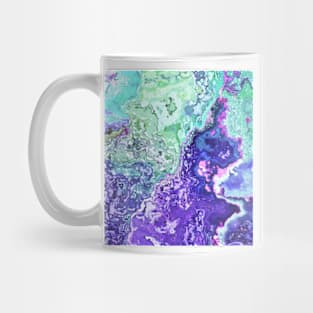 mint turquoise purple indigo marbled abstract digital painting Mug